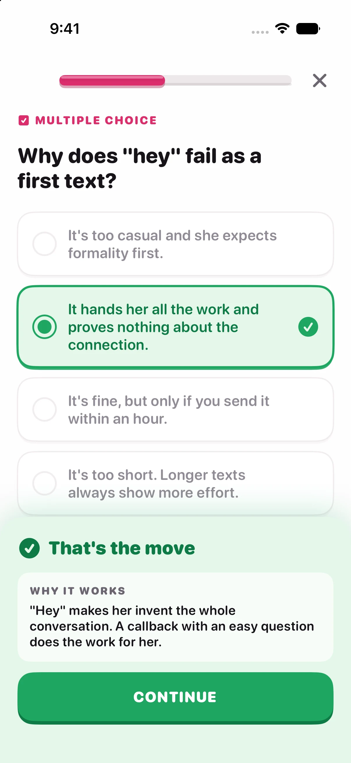 See why it works screen in Talking Stage